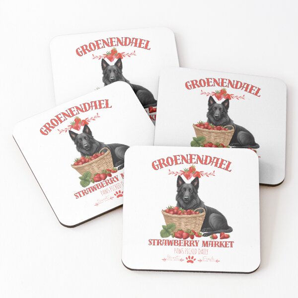 Item preview, Coquette Aesthetic Dog Strawberry market paws picked daily sweet and freesh fruits Belgian Sheepdog Groenendael designed and sold by GoodyPaws.