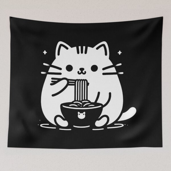 Item preview, Fat cat eating ramen designed and sold by thobealtaf.