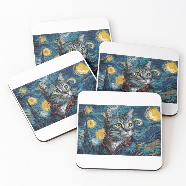 Item preview, Meow to Gogh: Whimsical Cat Painting Starry Night designed and sold by Colorful-Garden.