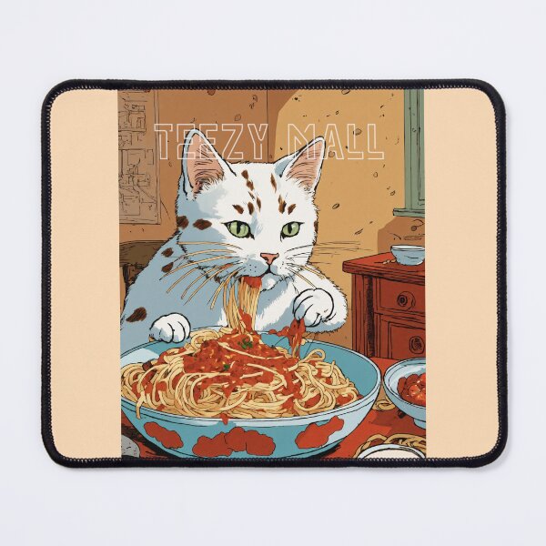 Item preview, A white Cat Eating Noodles Design by TEEZY MALL. designed and sold by TEEZYMall7.