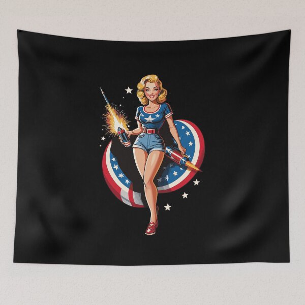 Item preview, Vintage PinUp Girl Retro Art 4th of July Memorial designed and sold by LuminOrb.