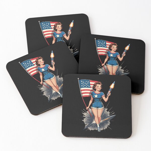 Item preview, Vintage PinUp Girl Retro Art 4th of July Design designed and sold by LuminOrb.