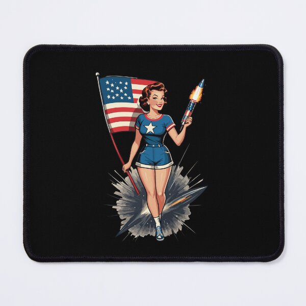 Item preview, Vintage PinUp Girl Retro Art 4th of July Design designed and sold by LuminOrb.