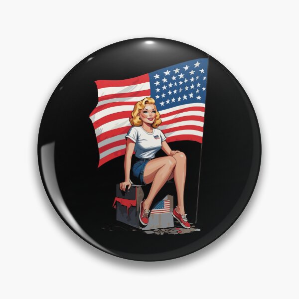 Item preview, Vintage PinUp Girl Retro Art 4th Of July Fireworks designed and sold by LuminOrb.