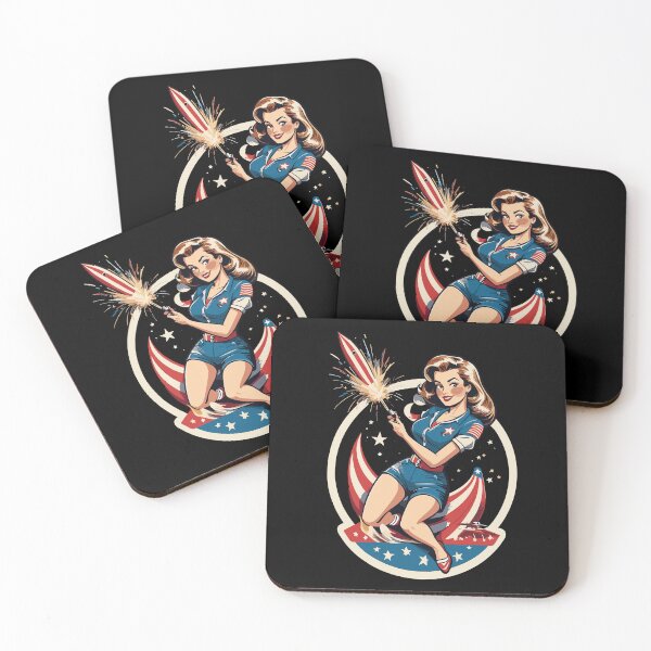 Item preview, Vintage PinUp Girl Retro Art Celebrate 4th of July designed and sold by LuminOrb.