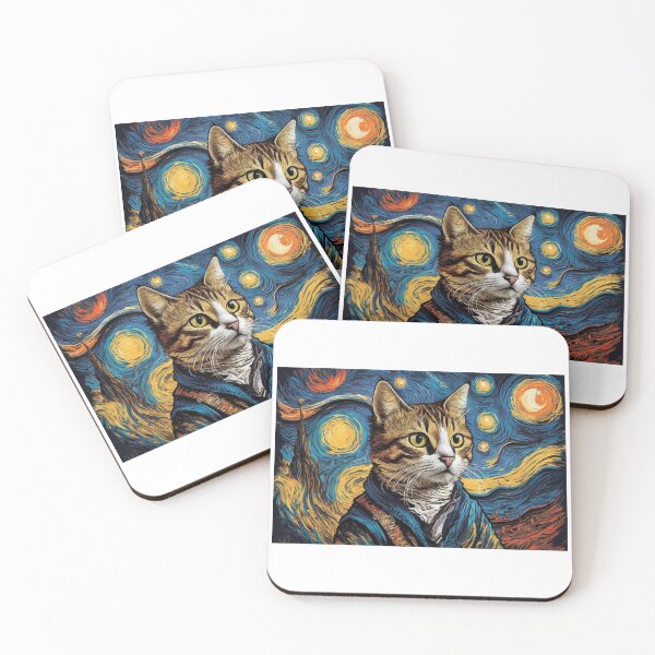 Item preview, Meow to Gogh: Whimsical Cat Painting Starry Night designed and sold by Colorful-Garden.