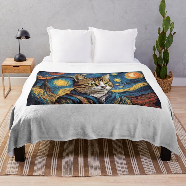 Item preview, Meow to Gogh: Whimsical Cat Painting Starry Night designed and sold by Colorful-Garden.