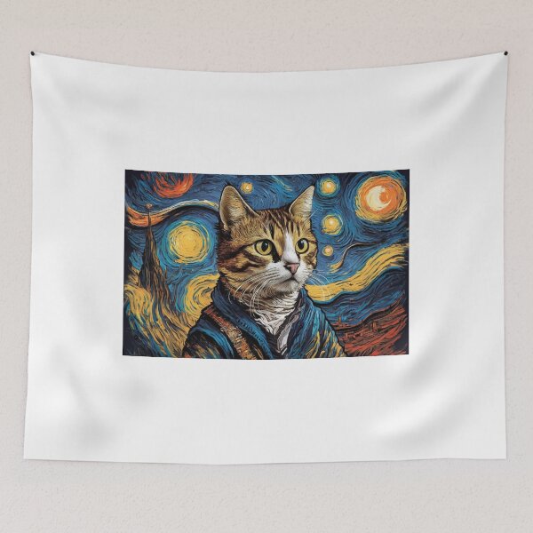Item preview, Meow to Gogh: Whimsical Cat Painting Starry Night designed and sold by Colorful-Garden.
