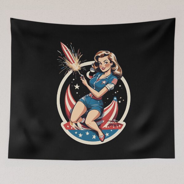 Item preview, Vintage PinUp Girl Retro Art Celebrate 4th of July designed and sold by LuminOrb.
