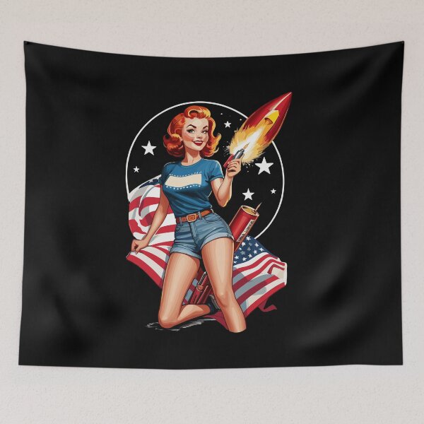 Item preview, Vintage PinUp Girl Retro Art 4th of July Memorial designed and sold by LuminOrb.