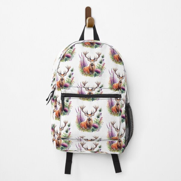 Item preview, Majestic Scottish Highland Stag in Thistles Colorful Watercolor designed and sold by MaedK.