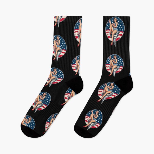 Artikelvorschau, Vintage PinUp Girl Retro Art American Flag entworfen und verkauft von LuminOrb.