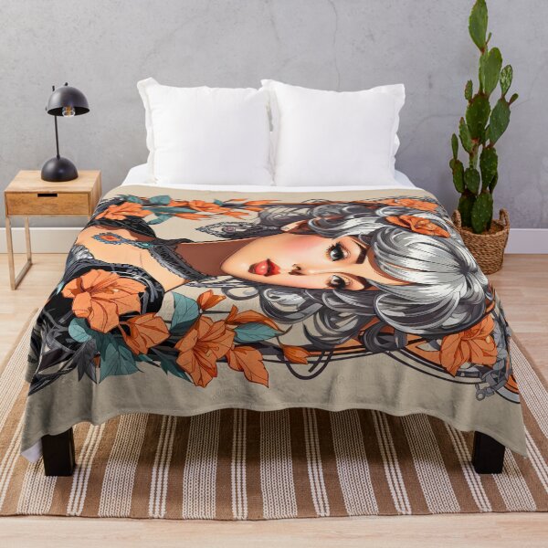 Item preview, Bohemian Silver Haired woman retro vintage floral design designed and sold by BorgSpareParts.