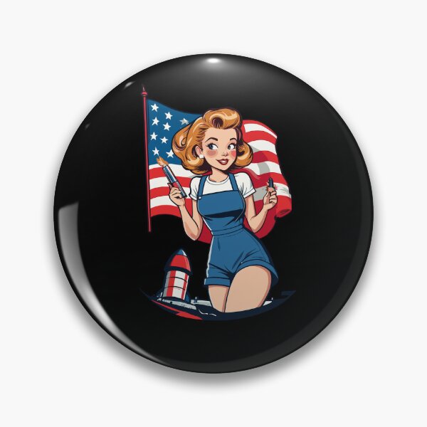 Artikelvorschau, Vintage PinUp Girl Retro Art 4th of July Fireworks entworfen und verkauft von LuminOrb.