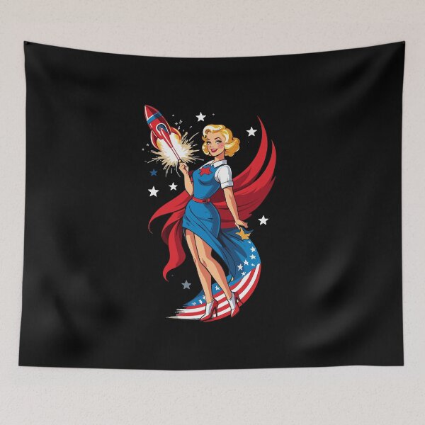 Item preview, Vintage PinUp Girl Retro Art 4th of July Fireworks designed and sold by LuminOrb.