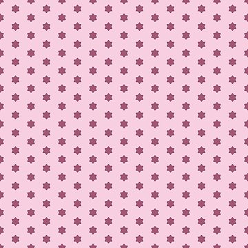 Artwork thumbnail, Geometric Dusky Rose Red Violet Six Pointed Stars On Cherry Blossom by Triplicate Limited