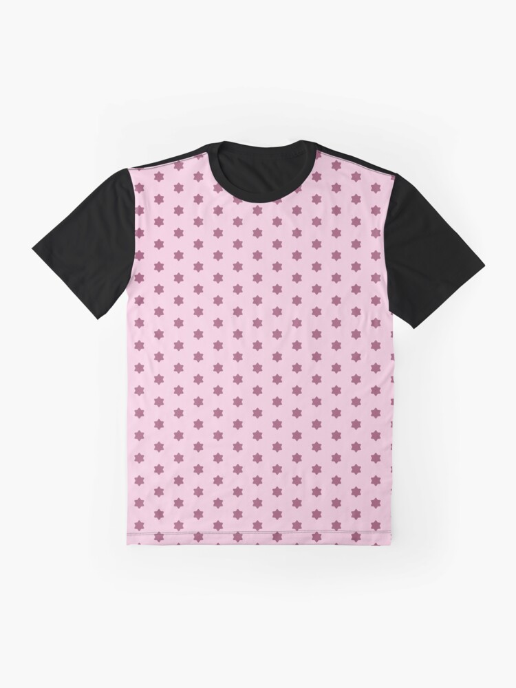 Thumbnail 4 of 5, Graphic T-Shirt, Geometric Dusky Rose Red Violet Six Pointed Stars On Cherry Blossom designed and sold by prandski.