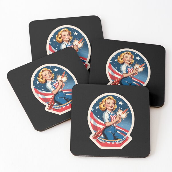 Item preview, Vintage PinUp Girl Retro Art American Flag 4th of designed and sold by LuminOrb.