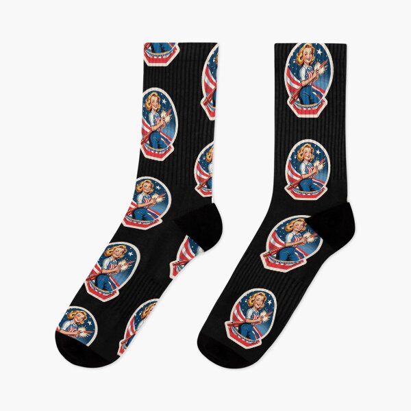 Item preview, Vintage PinUp Girl Retro Art American Flag 4th of designed and sold by LuminOrb.