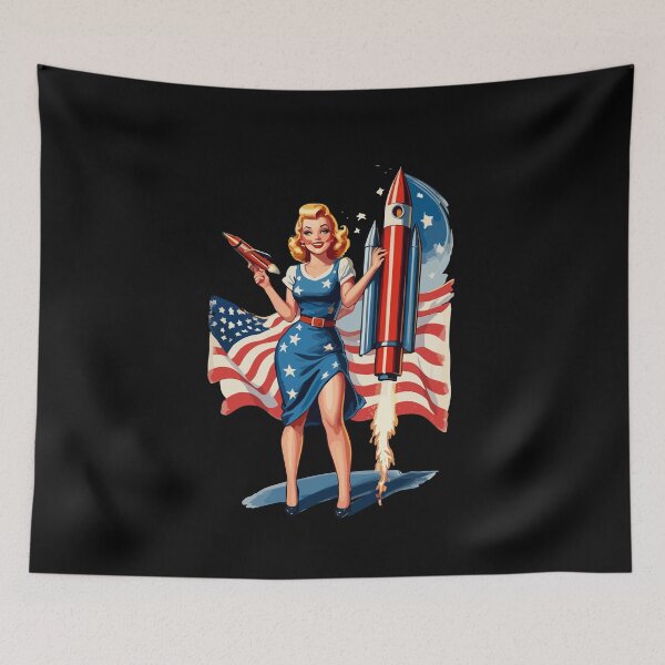 Item preview, Vintage PinUp Girl Retro Art 4th of July Design designed and sold by LuminOrb.