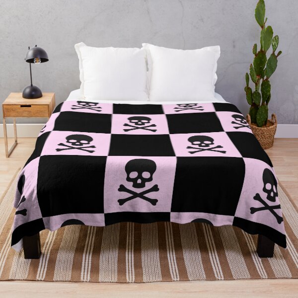 Item preview, Black and Pink Pastel Goth Checkered Pattern with Skulls | Kawaii Harajuku Pastel Goth Fashion Aesthetic | Soft Goth Fashion Clothing and Accessories designed and sold by StudioWhimsey.