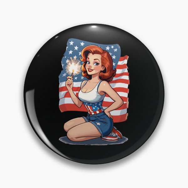 Artikelvorschau, Vintage PinUp Girl Retro Art 4th Of July Fireworks entworfen und verkauft von LuminOrb.