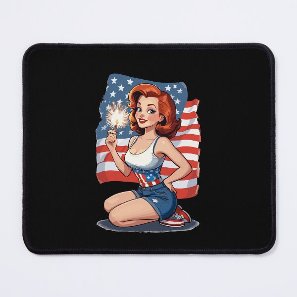 Item preview, Vintage PinUp Girl Retro Art 4th Of July Fireworks designed and sold by LuminOrb.