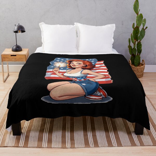 Item preview, Vintage PinUp Girl Retro Art 4th Of July Fireworks designed and sold by LuminOrb.