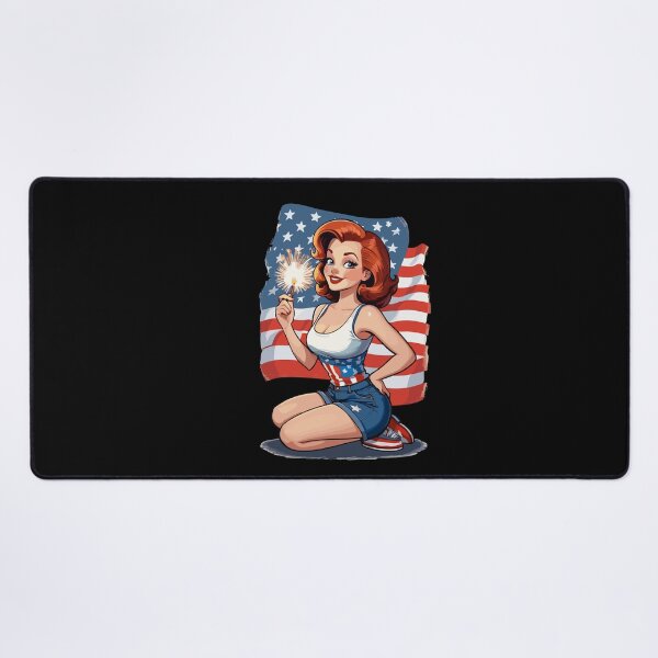 Item preview, Vintage PinUp Girl Retro Art 4th Of July Fireworks designed and sold by LuminOrb.