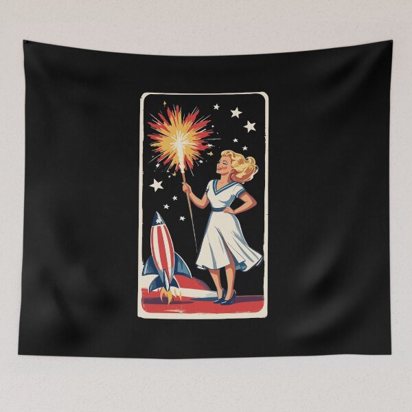 Item preview, Vintage PinUp Girl Retro Art Celebrate 4th of July designed and sold by LuminOrb.