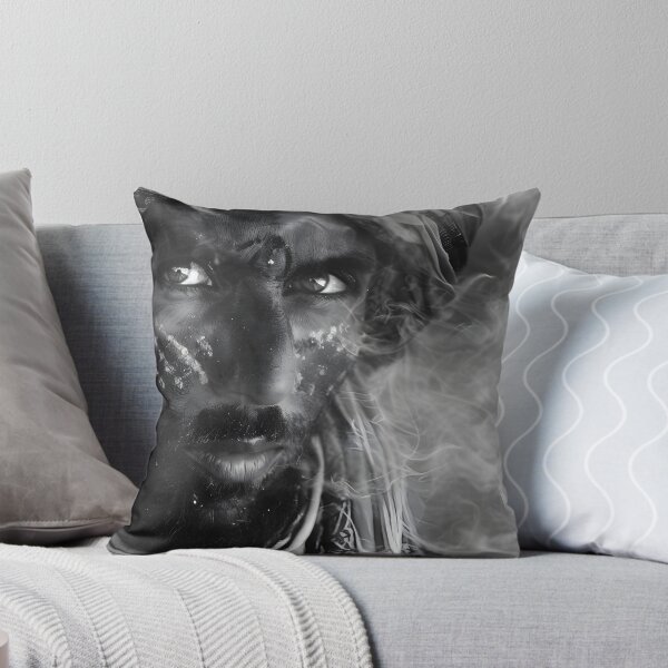 Item preview, Smoky abstract man portrait with fabric and intricate patterns designed and sold by Artessie.