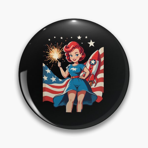 Artikelvorschau, Vintage PinUp Girl Retro Art Independence Day entworfen und verkauft von LuminOrb.