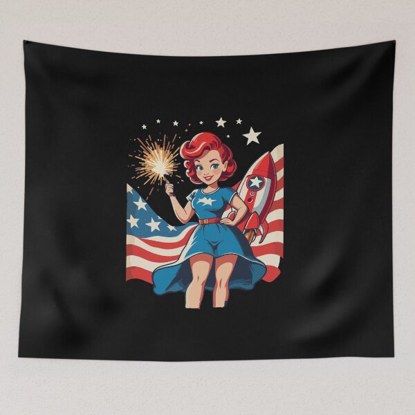 Item preview, Vintage PinUp Girl Retro Art Celebrate 4th of July designed and sold by LuminOrb.