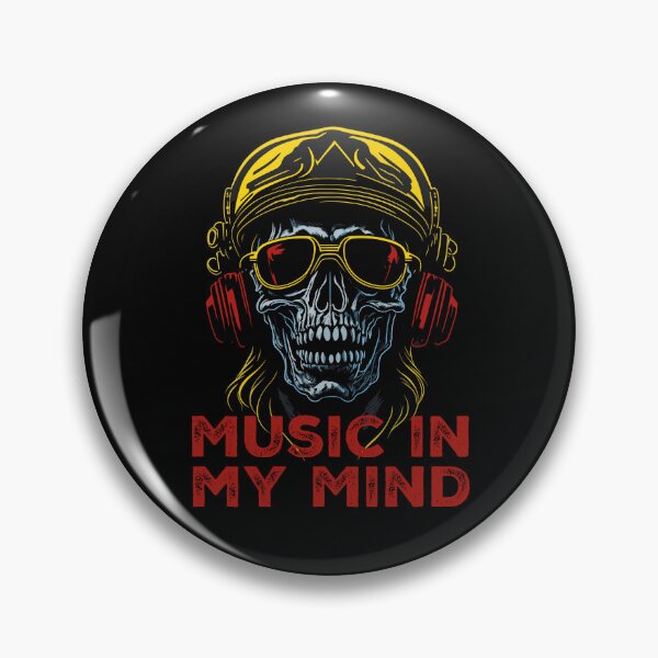 Artikelvorschau, Musik in meinem Kopf, Lächelnder Totenkopf entworfen und verkauft von printerrificart.