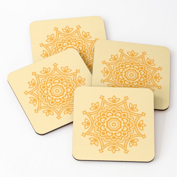 Item preview, Orange circular folk motif designed and sold by Kalpa.