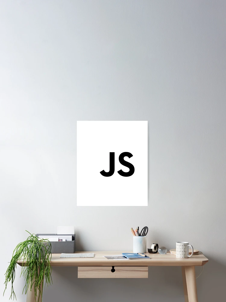 Thumbnail 2 of 3, Poster, JavaScript EcmaScript ES JS White Logo Sweatshirt designed and sold by Rainwater Merch.