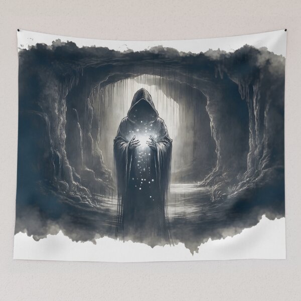 Item preview, Ghostly figure casting spell in a cave designed and sold by h00ch2003.