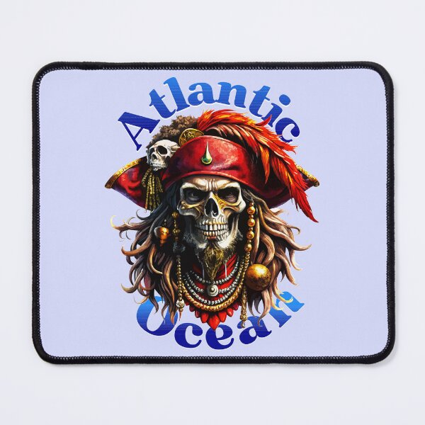 Item preview, Pirate Skull in Red Hat with Jewelry - Atlantic Ocean Art designed and sold by VikArtStudio.
