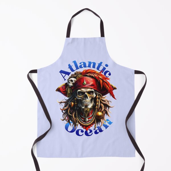 Item preview, Pirate Skull in Red Hat with Jewelry - Atlantic Ocean Art designed and sold by VikArtStudio.
