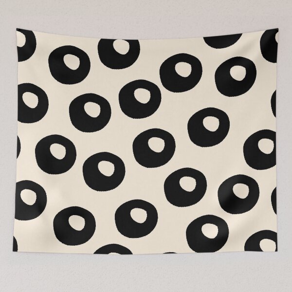 Item preview, Black and Almond Cream Quark Dots Contemporary Modern Pattern designed and sold by kierkegaard.