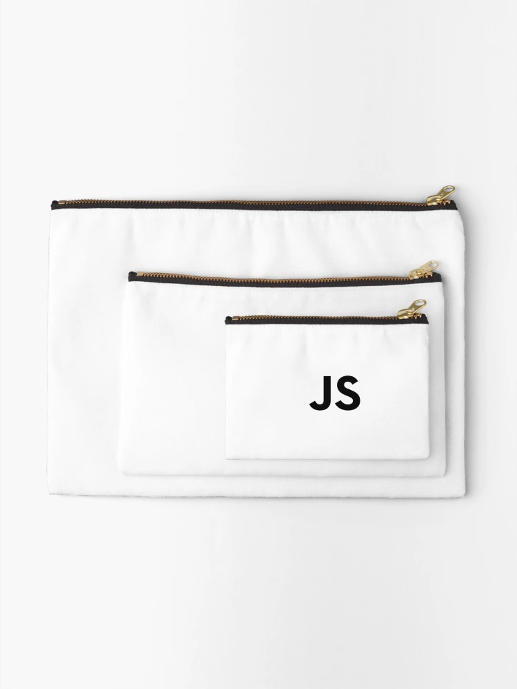Thumbnail 2 of 4, Zipper Pouch, JavaScript EcmaScript ES JS White Logo T-Shirt designed and sold by Rainwater Merch.