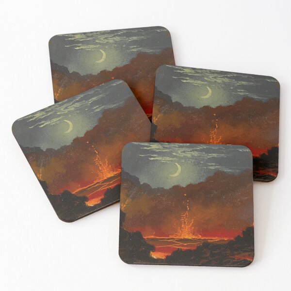 Item preview, Volcanic Crater beneath a Crescent Moon (19th century) - Jules Tavernier designed and sold by SALON DES ARTS.