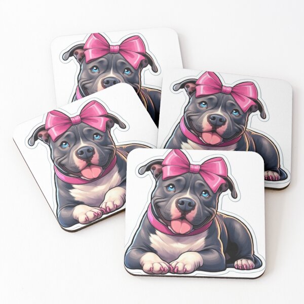 Item preview, Cute Pitbull with a pink bow designed and sold by FuzyFriendHaven.