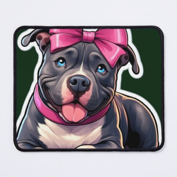 Item preview, Cute Pitbull with a pink bow designed and sold by FuzyFriendHaven.