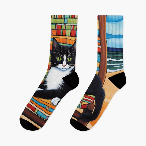 Item preview, Folk Art Kitten relaxing on a beach lounger designed and sold by Colin Bentham.