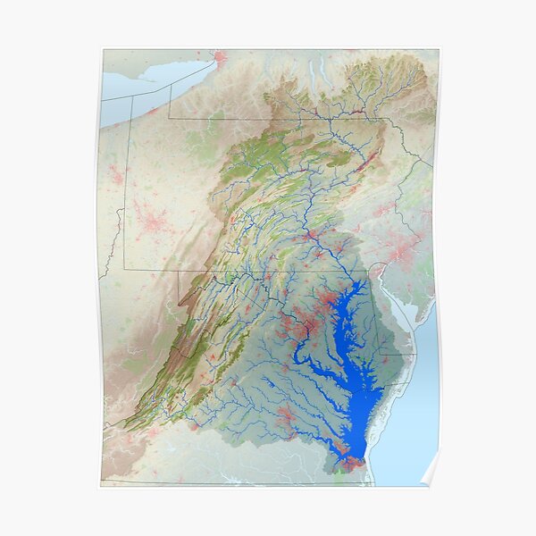 Chesapeake Bay Watershed Map - Modified Landscape Poster