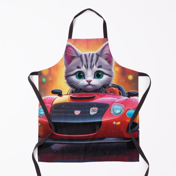 Item preview, Folk Art Kitten Driving in the rain wearing a hoodie designed and sold by Colin Bentham.