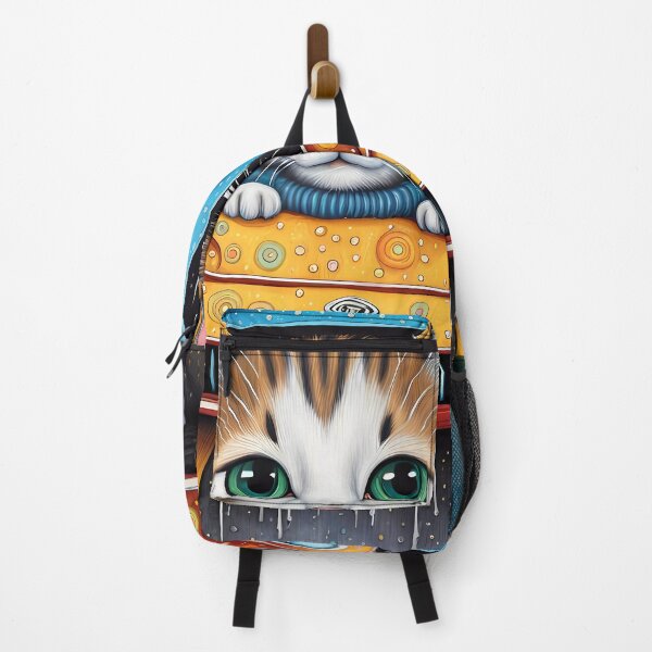 Item preview, Folk Art Kitten Driving in the rain wearing a hoodie designed and sold by Colin Bentham.