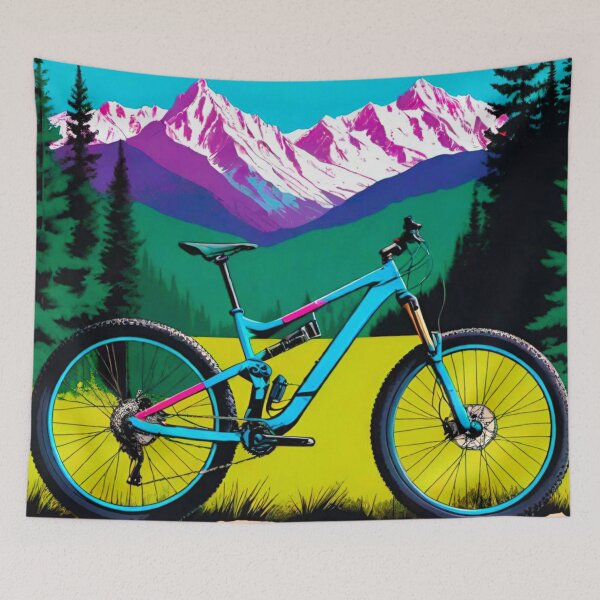 Item preview, MTB Rider in Front of Mountain Range designed and sold by GrizzlyCollective.