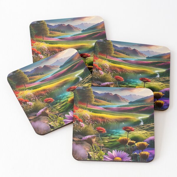 Item preview, Stream running through a flower meadow designed and sold by PixelParadies.